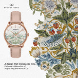 August Berg MORRIS & CO Simply Strawberry Thief Cochineal Pink 30mm - Leather - Rose Gold