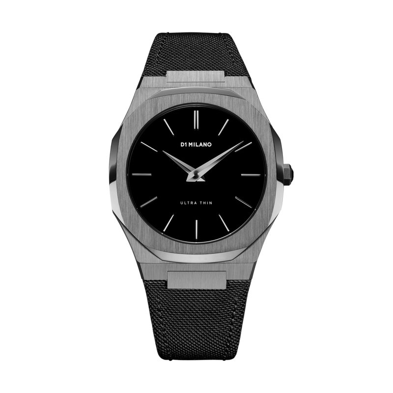 D1 MILANO UTNJ02 Nylon Ultra Thin, Gunmetal watch for men, watch for men, Gunmetal watch, men watch, Black dial watch, Black dial watch for men, Nylon watch, Nylon Strap.