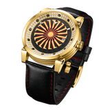 Zinvo Blade 12K Gem, Gold watch for men, watch for men, Gold watch, men watch, 1-Second-Spin Turbine Matte Black dial watch, 1-Second-Spin Turbine Matte Black dial watch for men, Leather watch, Black Genuine leather Strap.