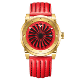 Zinvo Blade Fury, Gold watch for men, watch for men, Gold watch, men watch, 1 Second-Spin Turbine dial watch, 1 Second-Spin Turbine dial watch for men, Leather watch, Genuine Leather Strap.