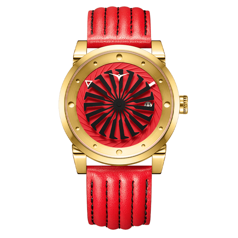 Zinvo Blade Fury, Gold watch for men, watch for men, Gold watch, men watch, 1 Second-Spin Turbine dial watch, 1 Second-Spin Turbine dial watch for men, Leather watch, Genuine Leather Strap.