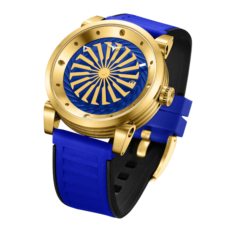 Zinvo Blade Volt, Blue watch for men, watch for men, Blue watch, men watch, 1-Second Spin Turbine, Matte Blue Dial watch, 1-Second Spin Turbine, Matte Blue Dial watch for men, Rubber watch, Premium silicone Strap.