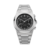 Silver watch for men, watch for men, Silver watch, men watch, black dial watch, black dial watch for men, D1 Milano