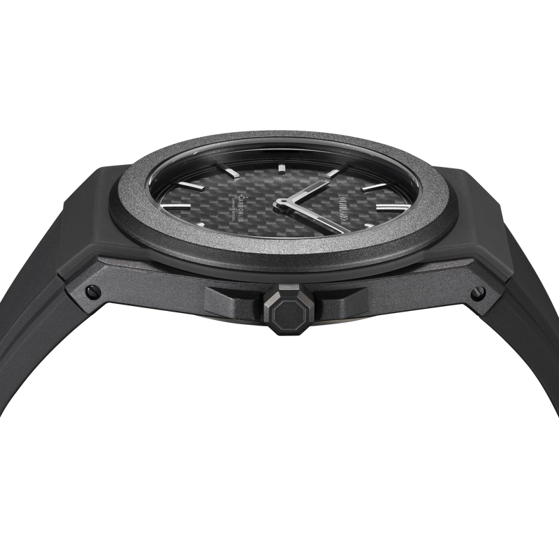 black watch for men, black watch, men watch, black carbon fiber dial watch, black carbon fiber dial watch for men, D1 Milano