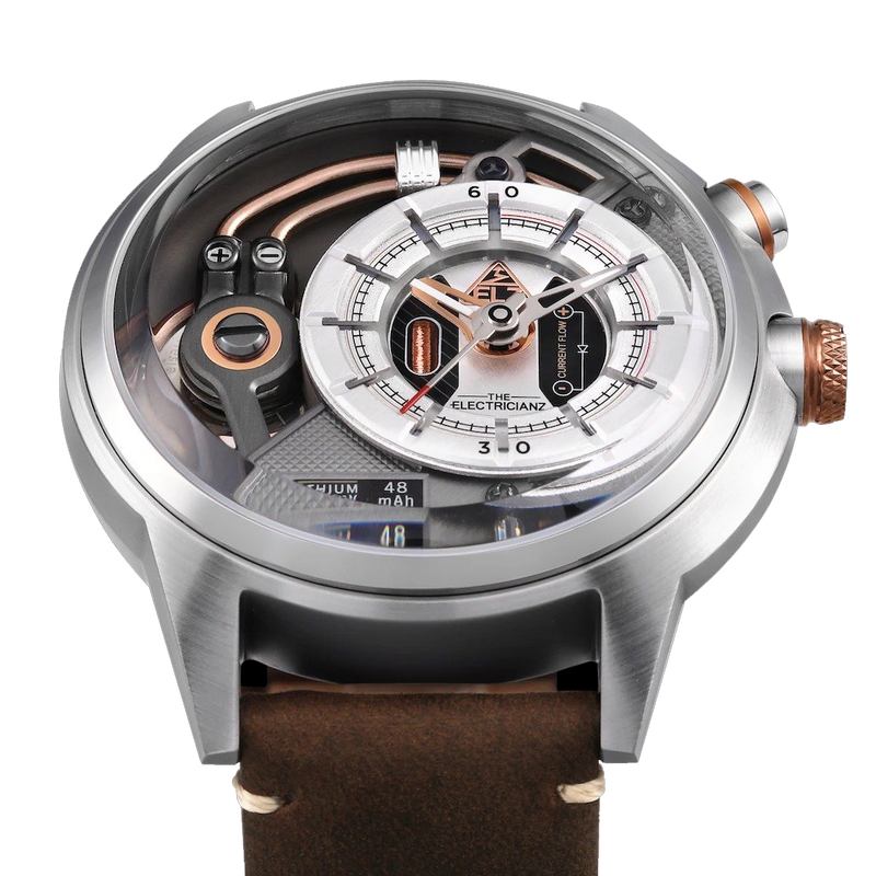 Electricianz The Steel Z Brown Leather 45mm
