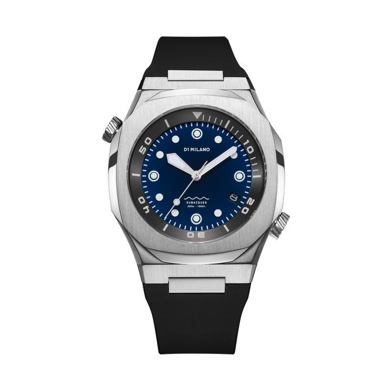 Silver watch for men, Silver watch, Watch for men, men watch, blue dial watch, blue dial watch for men, D1 Milano