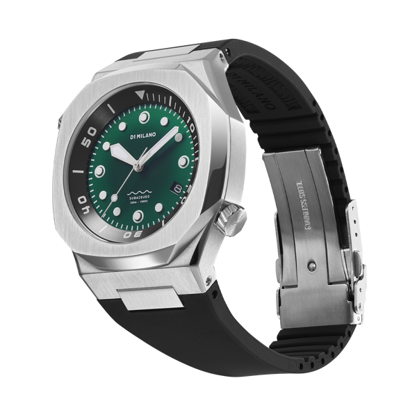 Silver watch for men, Silver watch, Watch for men, men watch, green dial watch, green dial watch for men, D1 Milano