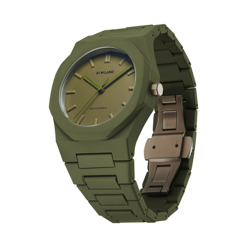 D1 MILANO PCBJ22 Polycarbonate, green watch for men, watch for men, green watch, men watch, green dial watch, green dial watch for men