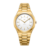 Zinvo Zealous Allure, Gold watch for Women, watch for Women, Gold Watch, Women watch, Glow in The Dark Index and Hands and Hour Markets Dial watch, Matte White Dial, Glow in The Dark Index and Hands and Hour Markets Dial watch for Women, Bracelet watch, Stainless Steel Strap,