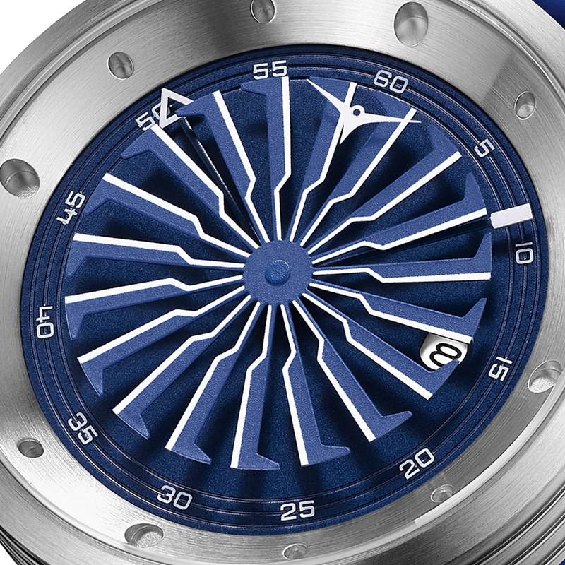 Zinvo Blade Cobalt, Silver watch for men, watch for men, Silver watch, men watch, 1 Second-Spin Turbine dial watch, 1 Second-Spin Turbine dial watch for men, Rubber watch, Premium silicone Strap.
