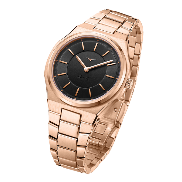 Zinvo Zealous Rose Gold, Rose Gold watch for Women, watch for Women, Rose Gold Watch, Women watch, Glow in The Dark Index and Hands and Hour Markets Dial watch, Matte Rose Gold Dial, Glow in The Dark Index and Hands and Hour Markets Dial watch for Women, Bracelet watch, Stainless Steel Strap.