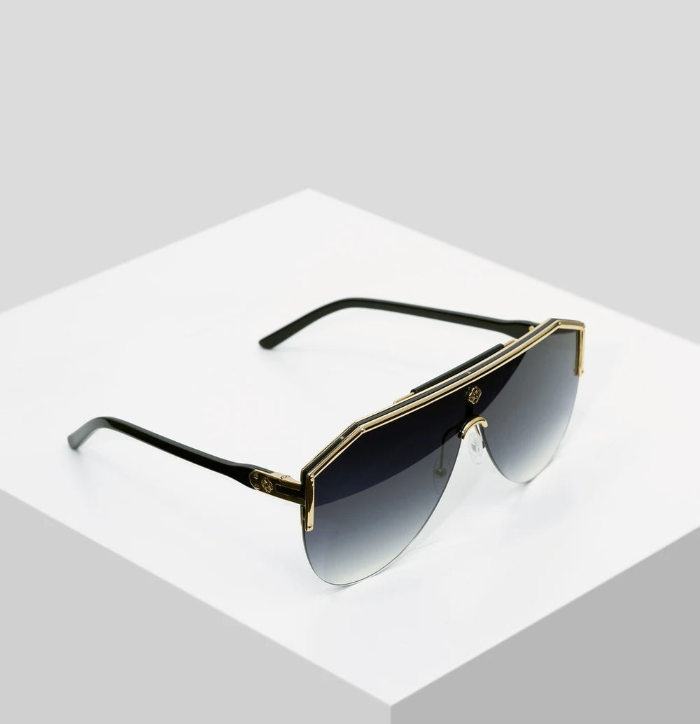 Mens black gold sunglasses shop