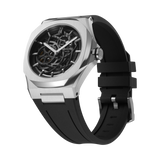 D1 MILANO SKRJ10 Silver Skeleton, Gunmetal watch for men, watch for men, Gunmetal watch, men watch, Skeleton dial watch, Skeleton dial watch for men, Rubber watch, Rubber strap