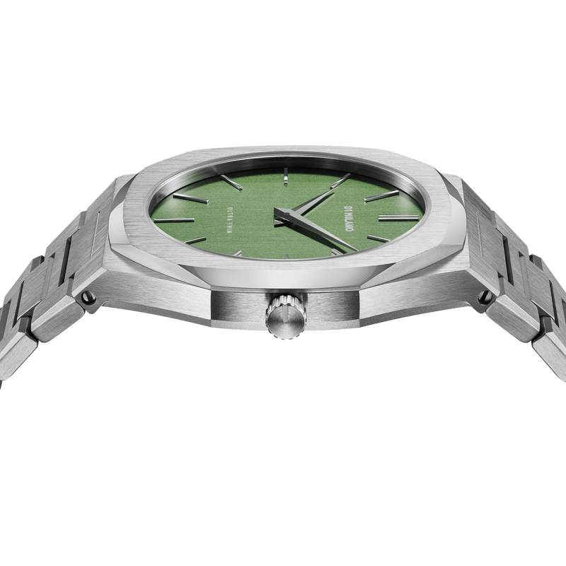 D1 MILANO UTBJ06 Moss Ultra Thin, Silver watch for men, watch for men, Silver watch, men watch, Green dial watch, Green dial watch for men, Bracelet watch, Stainless Steel strap.
