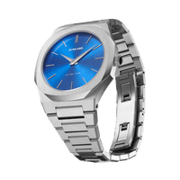 D1 MILANO UTBJ09 Geo Ultra Thin, Silver watch for men, watch for men, Silver watch, men watch, Blue dial watch, Blue dial watch for men, Bracelet watch, Stainless Steel strap.
