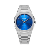 D1 MILANO UTBJ09 Geo Ultra Thin, Silver watch for men, watch for men, Silver watch, men watch, Blue dial watch, Blue dial watch for men, Bracelet watch, Stainless Steel strap.