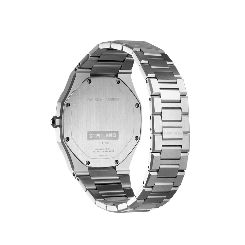 D1 MILANO UTBJ14 Silver Ultra Thin, Silver watch for men, watch for men, Silver watch, men watch, Black dial watch, Black dial watch for men, Bracelet watch, Stainless Steel strap.
