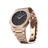 D1 MILANO UTBJ15 Rose Gold Ultra Thin, Rose Gold watch for men, watch for men, Rose Gold watch, men watch, Black dial watch, Black dial watch for men, Bracelet watch, Stainless Steel strap.