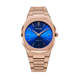 D1 MILANO UTBL12 Petite Geo Ultra Thin, Rose Gold watch for women, watch for women, Rose Gold watch, women watch, Blue dial watch, Blue dial watch for women, Bracelet watch, Stainless Steel strap.