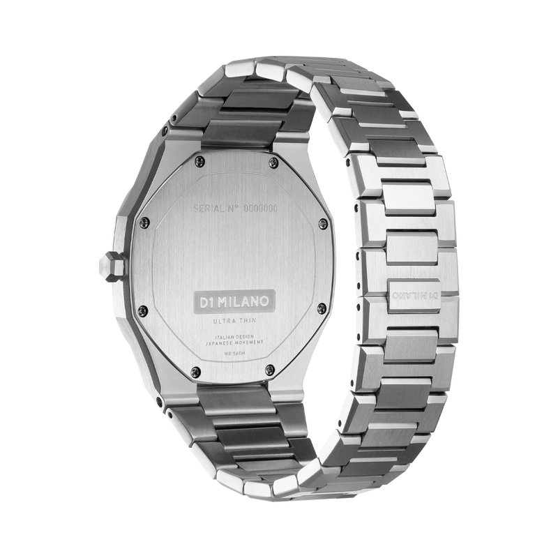 D1 MILANO UTBL13 Marble Silver Ultra Thin, Silver watch for women, watch for women, Silver watch, women watch, White Marble dial watch, White Marble watch for women, Bracelet watch, Stainless Steel strap.