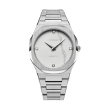 D1 MILANO UTBL13 Marble Silver Ultra Thin, Silver watch for women, watch for women, Silver watch, women watch, White Marble dial watch, White Marble watch for women, Bracelet watch, Stainless Steel strap.