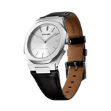 D1 MILANO UTLL13 Pearl Ultra Thin, Silver watch for men, watch for men, Silver watch, men watch, White dial watch, White dial watch for men, Leather watch, Calf Leather Strap.