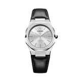 D1 MILANO UTLL13 Pearl Ultra Thin, Silver watch for men, watch for men, Silver watch, men watch, White dial watch, White dial watch for men, Leather watch, Calf Leather Strap.