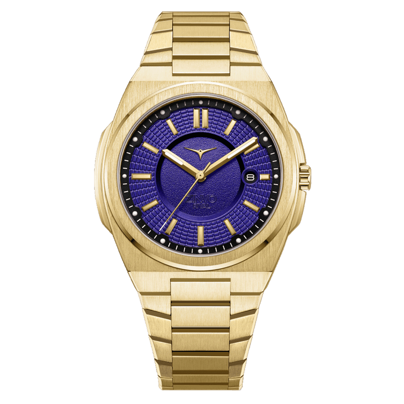 Zinvo Rival Volt , Gold watch for men, watch for men, Gold Watch, men watch, Grow in The Dark Index and Hands Dial watch, Grow in The Dark Index and Hands Dial watch for men, Bracelet watch, Rubber Watch, Stainless Steel Strap, Premium silicone Strap, Blue Rubber Strap.