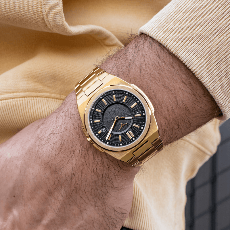 Zinvo Rival Gold, Gold watch for men, watch for men, Gold Watch, men watch, Grow in The Dark Index and Hands Dial watch, Grow in The Dark Index and Hands Dial watch for men, Bracelet watch, Rubber Watch, Stainless Steel Strap, Premium silicone Strap, Black Rubber Strap.