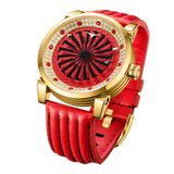 Zinvo Blade Fury Gem, Gold watch for men, watch for men, Gold watch, men watch, 1-Second-Spin Turbine, Matte Red dial watch, 1-Second-Spin Turbine, Matte Red dial watch for men, Leather watch, Genuine Leather Strap.