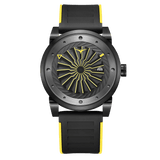 Zinvo Blade Stinger, Black watch for men, watch for men, Black watch, men watch, 1 Second-Spin Turbine, Matte Black with Yellow dial watch, 1 Second-Spin Turbine, Matte Black with Yellow Dial watch for men, Rubber watch, Premium silicone Strap.