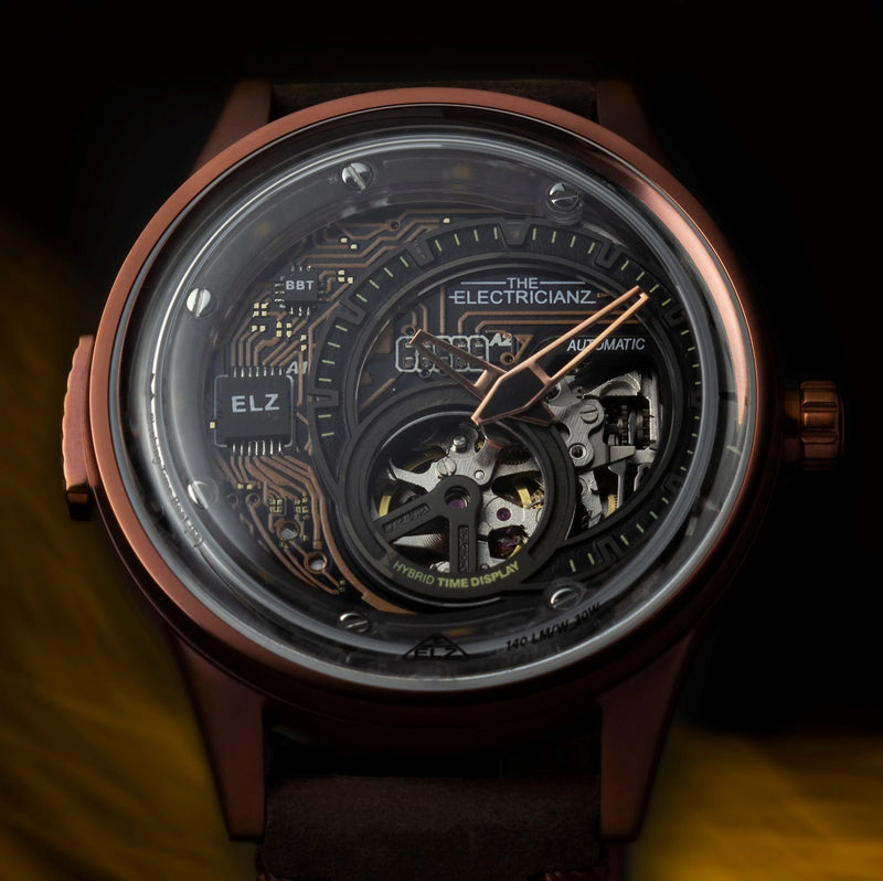 Electricianz The Hybrid E-Circuit Bronze Leather 43mm